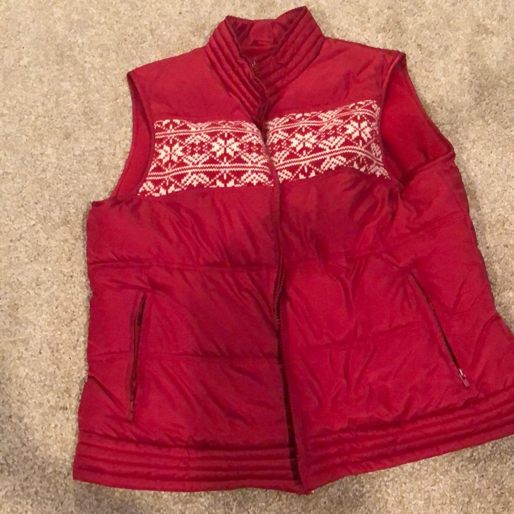 Red puffer vest